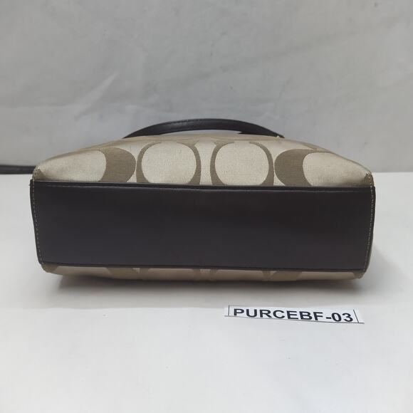 Coach Taylor Signature Light Tan Canvas Mini Tote Cross Body Bag Style# F28641 - Picture 7 of 16